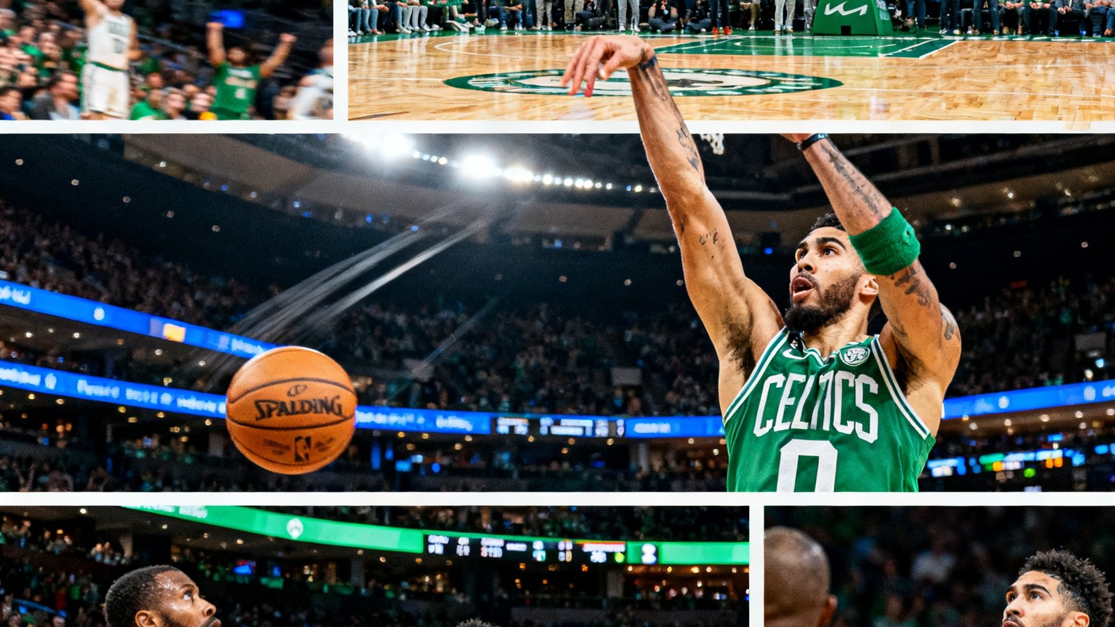 NBA季后赛凯尔特人最后一秒三分绝杀的多角度回放视频封面，球在空中划出弧线